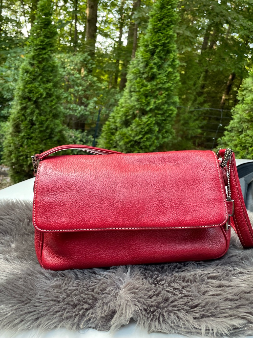 Fossil Red Leather Shoulder Bag Size Small